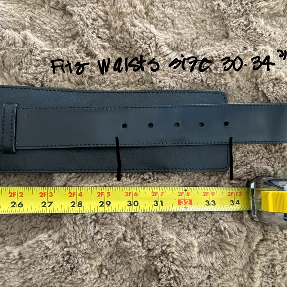 Vintage NWOT Sz S Club Monaco Black Leather Belt w Silver Buckle Handmade Italy - Picture 7 of 7